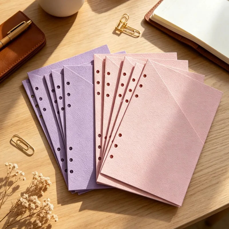 Embossed Specialty Paper 6-Hole Loose-Leaf Storage Bag A5/A6 Slant Insert Bag Planner Receipt Card Office Storage Stationery
