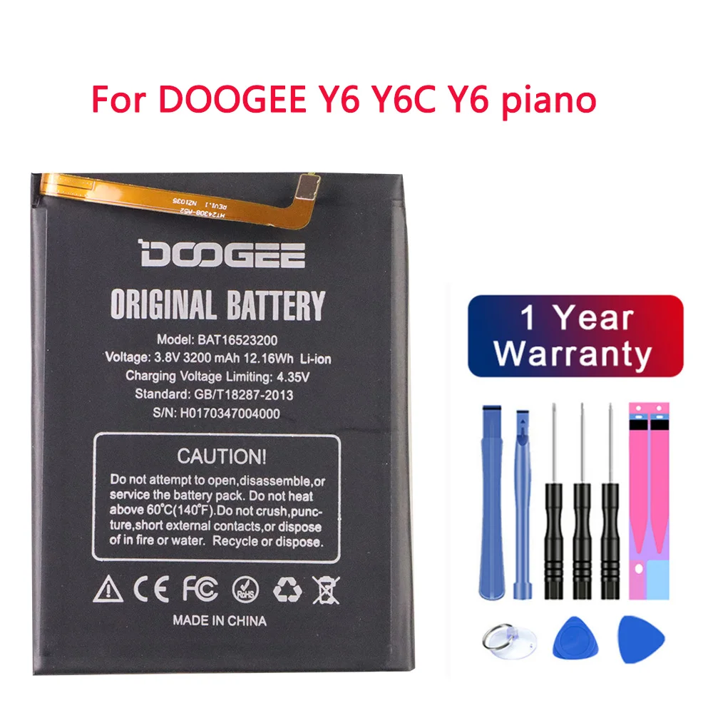 

Original 3200mAh Battery For DOOGEE Y6 Y6C Y6 piano 5.5inch Mobile Phone Rechargeable Li-ion Batteries Bateria + free Tools