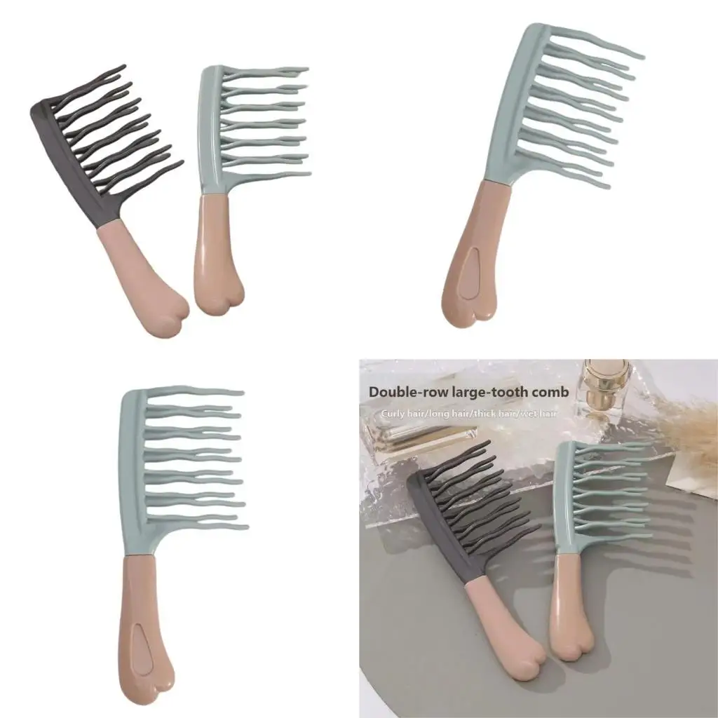 

Pork Rib Comb Infant Haircomb Double Row Teeth For Daily Feature Long Handle