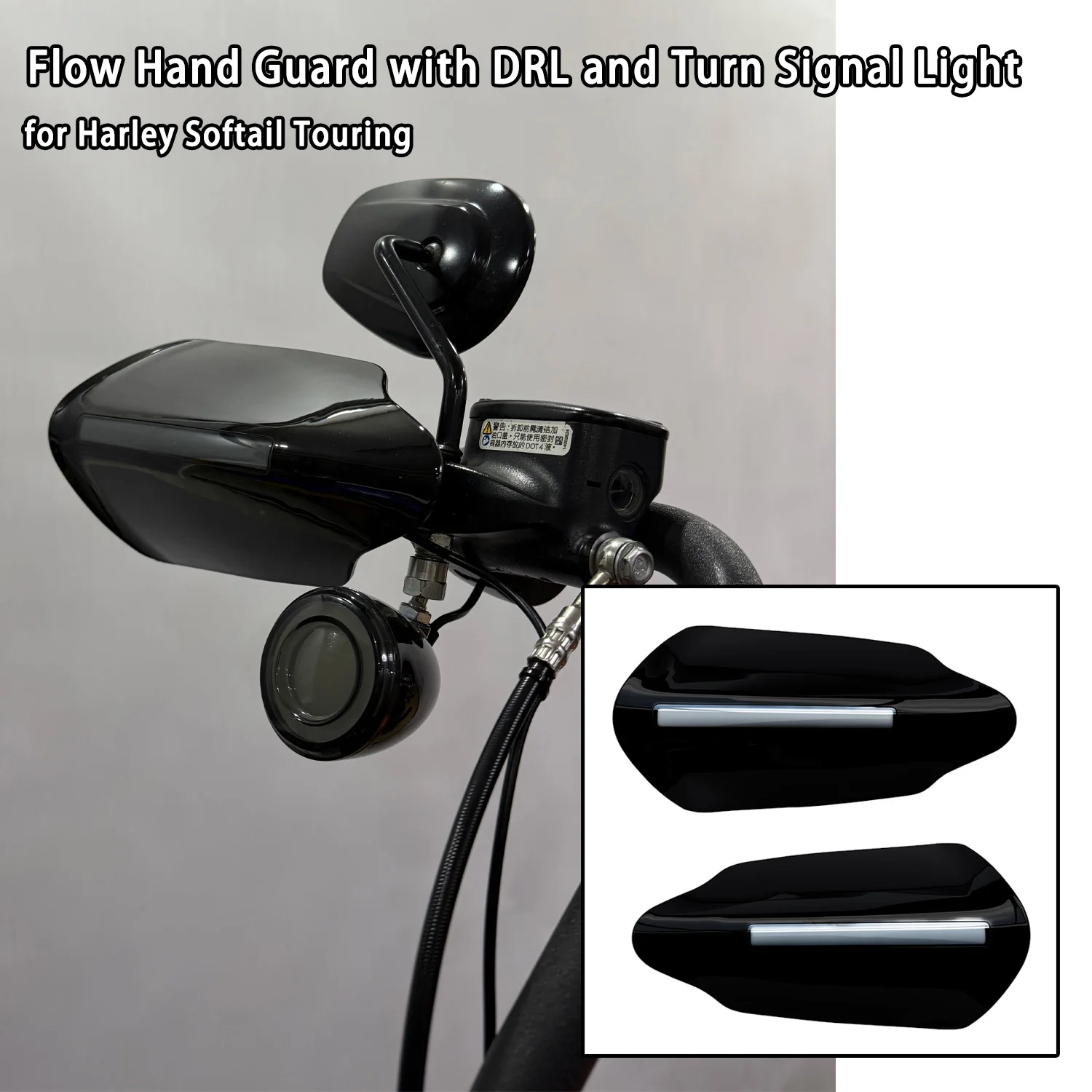 

Flow Hand Guard Hand-shield with DRL and Turn Signal Light for For Harley Softail Street Bob Touring Road Glide