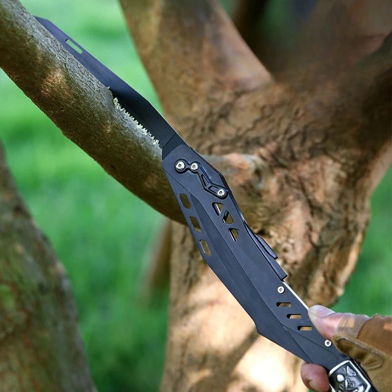 

NEW High-quality Stainless Steel Folding Dual-purpose Lawn Mower Sickle Wooden Handle Saw Convenient Garden EDC Hand Tools