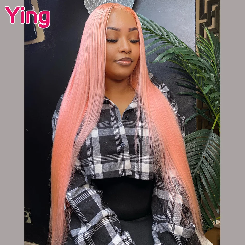 

Ying Pinkish-orange Straight 13x4 Lace Front Human Hair Wig Peruvian Remy Hair 13x6 Lace Frontal Wig PrePlucked 613 Blonde Wig