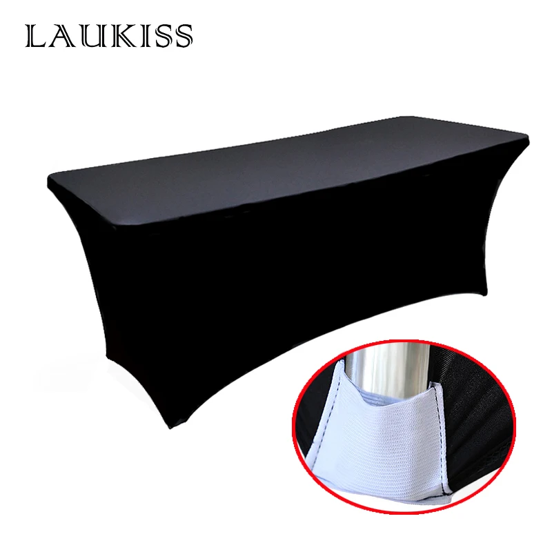 Black High Stretch Tablecloth Bed Cover Wedding Party Beauty Massage Elastic Hotel Birthday Table Cover Rectangular Table Cloth