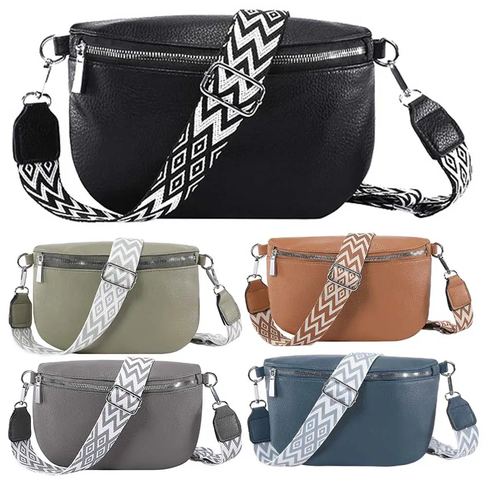 Women PU Chest Bag Trendy Crossbody Bag Large Capacity Casual Sling Purse Adjustable Strap Stylish Shoulder Bag Simple Bum Bag