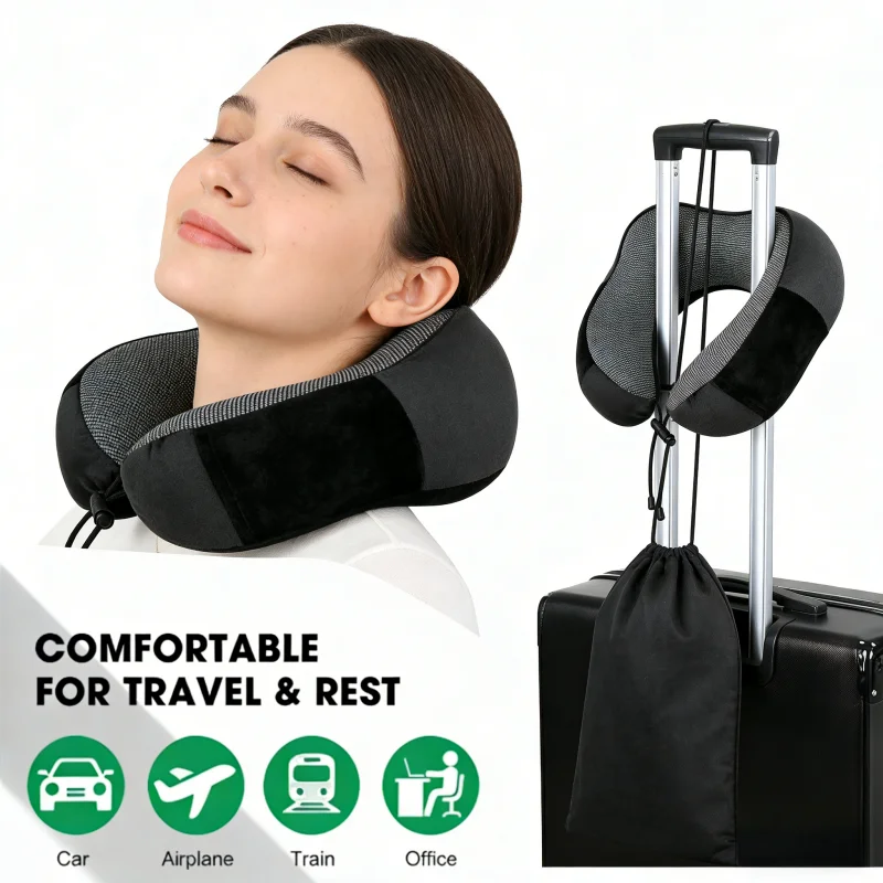 

Travel Neck Pillow Memory Foam U-shaped Pillow Travel Neck Support Portable Adjustable Soft Noon Break Sleep Pillows Healthcare