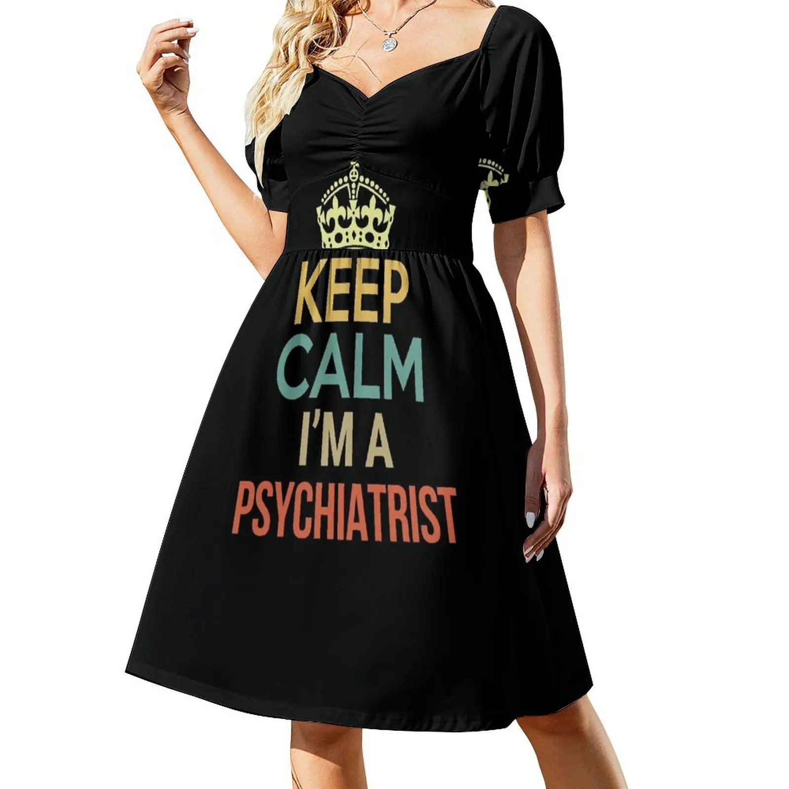 

Keep Calm I'm A Psychiatrist Short Sleeved Dress purple dress summer clothes for women Dress