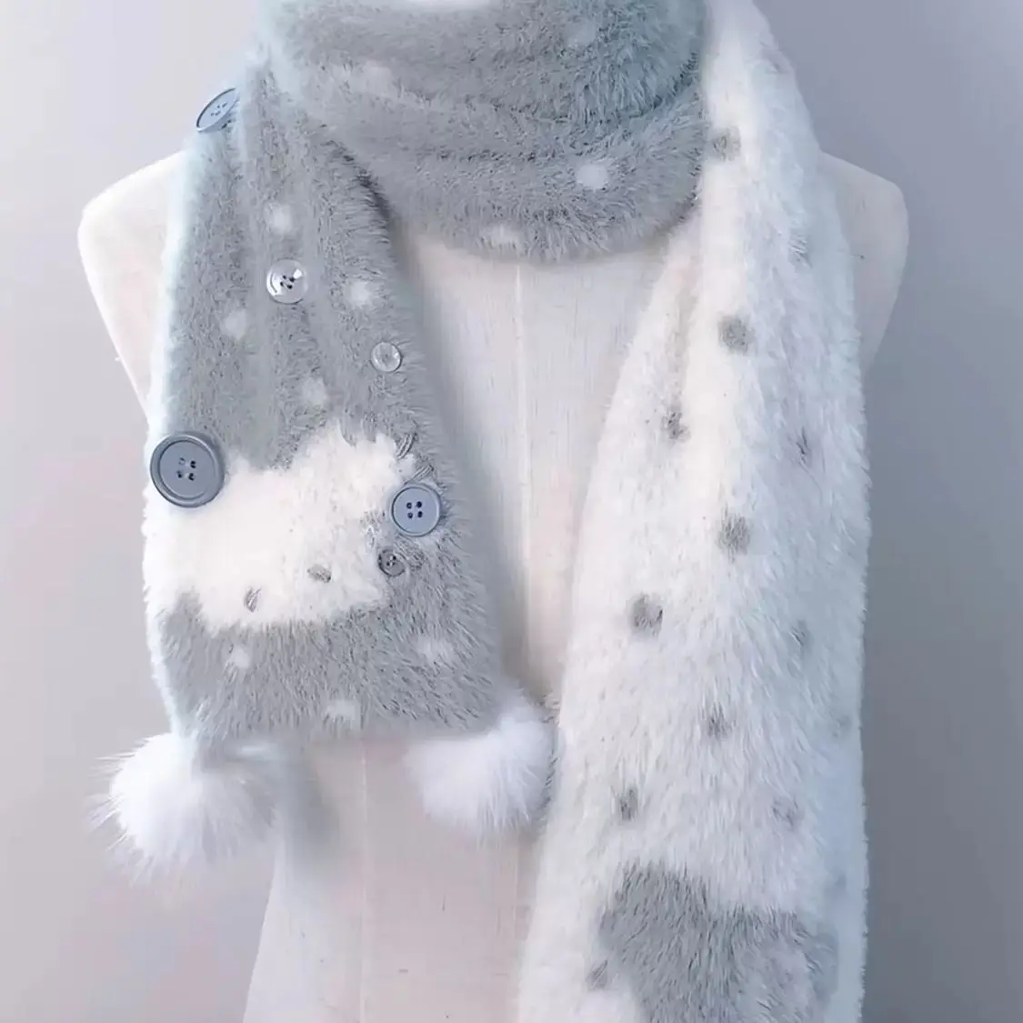 Japanischer Kawaii Knied Schal Zubehör Design Print Schals Y2K Herbst Winter Niedlich Warm halten Schal Subkultur