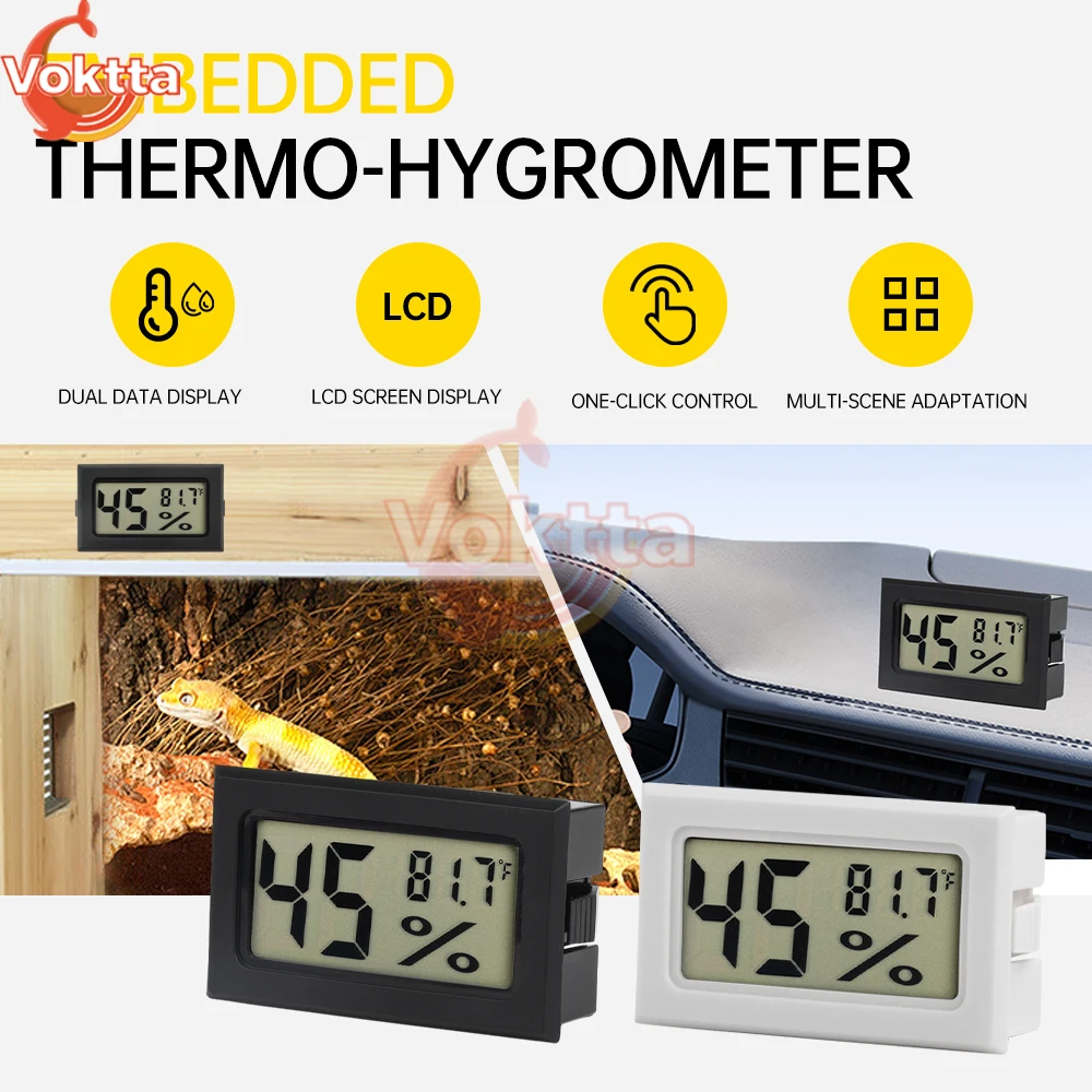 Mini LCD Digital Thermometer Hygrometer Indoor Embedded Temperature Sensor Electronic Temperature and Humidity Meter Monitor