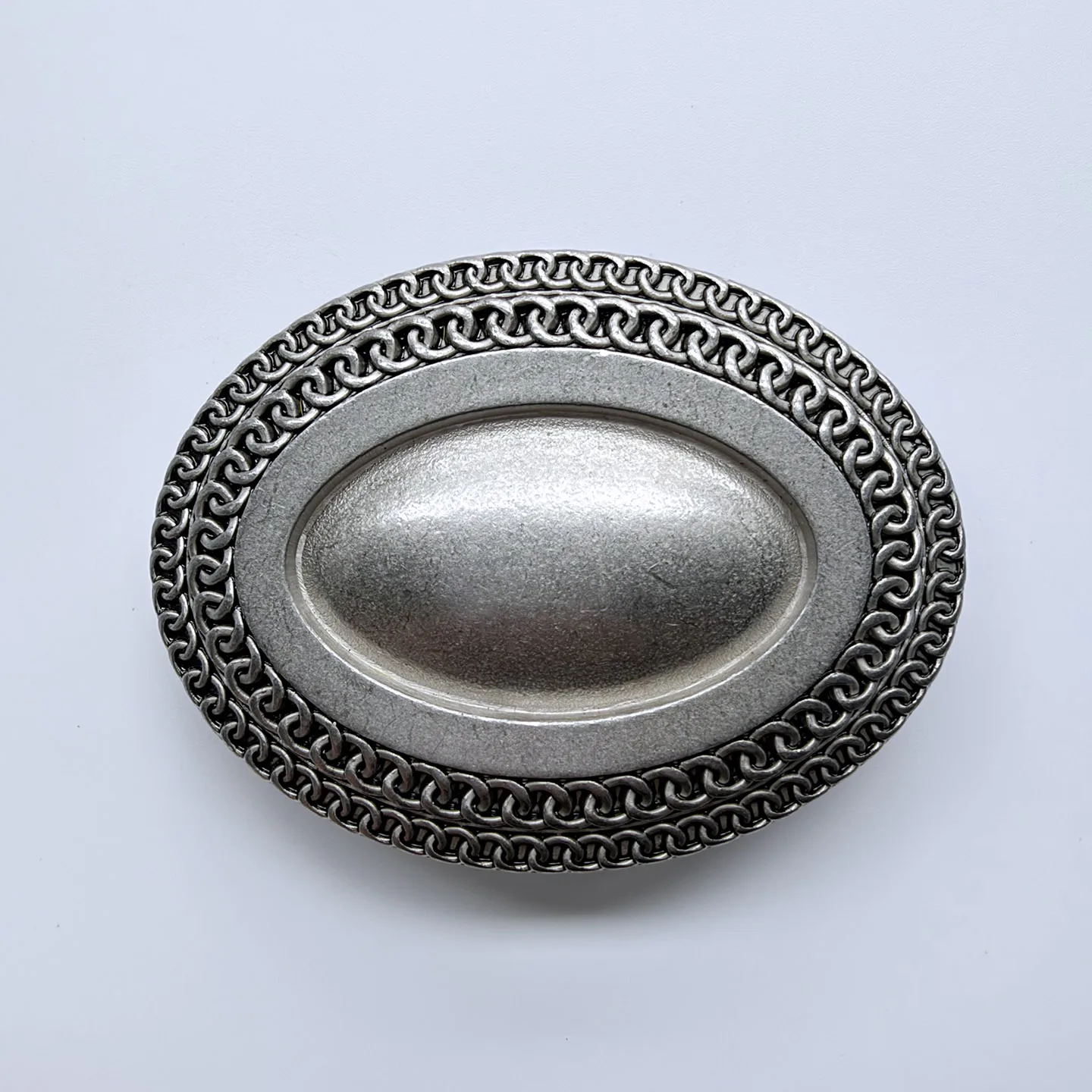 Belt Buckle Southwestern Engravable Oval Raised Blank Antique Silver Unisex Western Belt Accessories BUCKLE-WG017