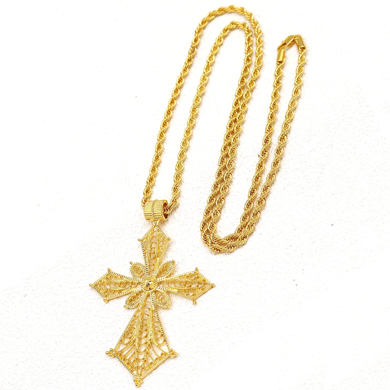 2PCS/Batch Dubai European and American Cross Pendant Necklace Set Middle Eastern Women\'s Jewelry Wedding Jewelry