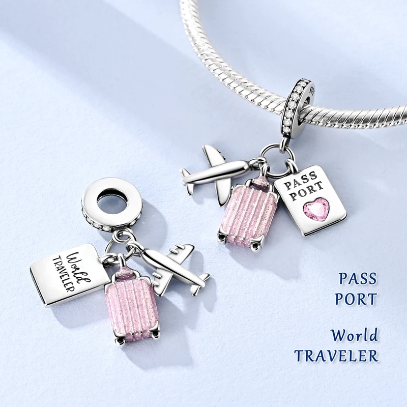 New 2026 925 Sterling Silver Charms Beads Love Heart Pink Original Charm Pendant Fit Charm Bracelets DIY Jewelry Birthday Gift image 2