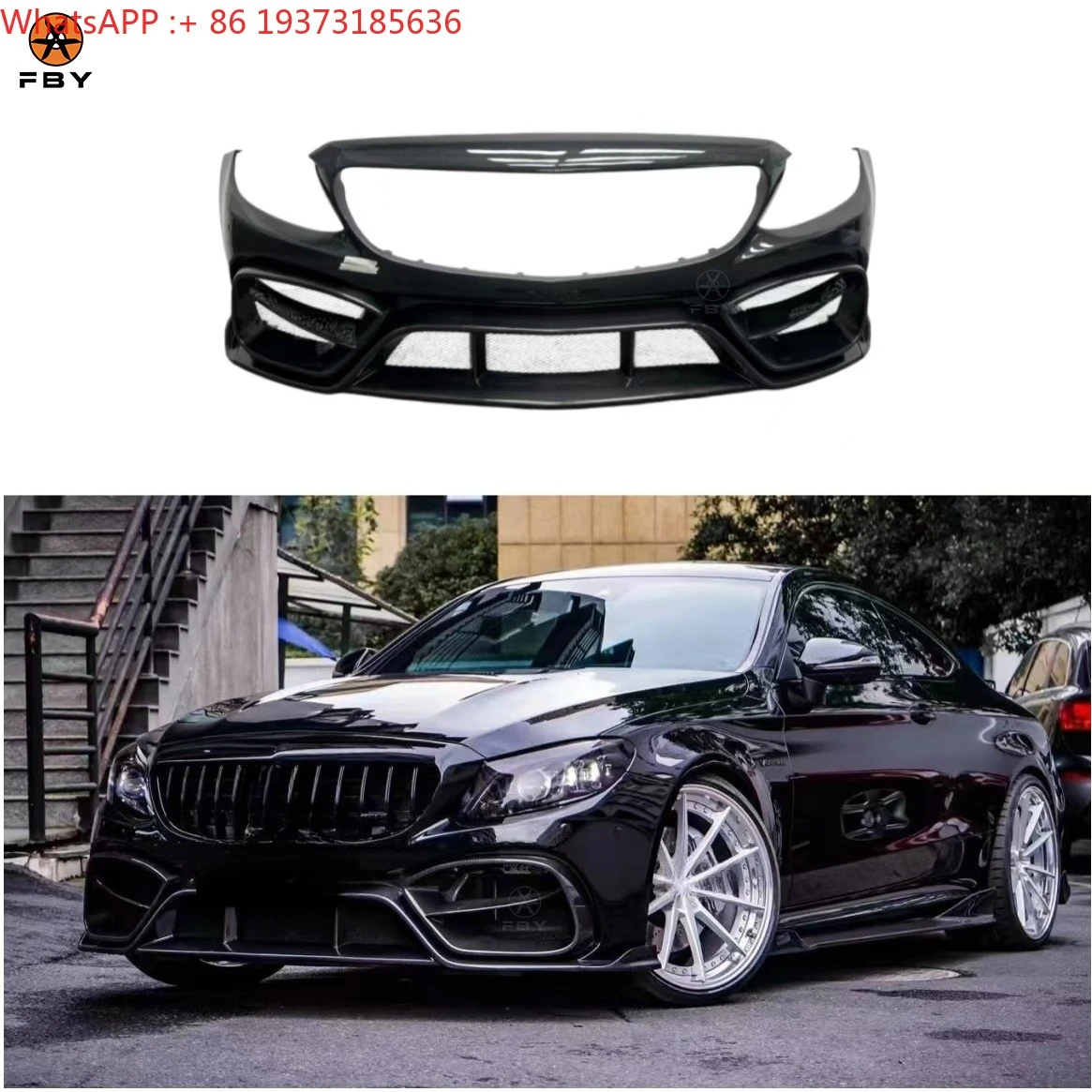 For IMP Style All Carbon Fiber Front Bumper for Mercedes Benz C CLass W205 C63 C63S AMG 2015-2021 Cars Body Kit