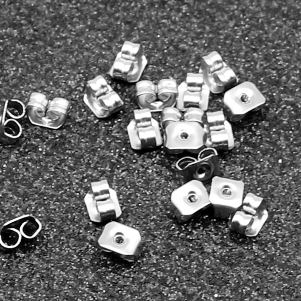 

500 Pcs Stainless Steel Earplugs Earring Backs Earnut Stopper Accessories Earnuts