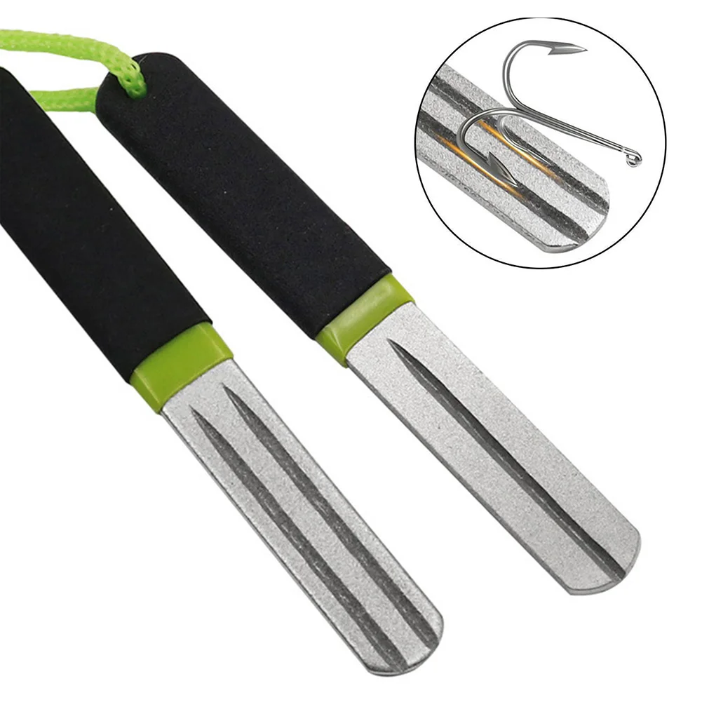 Portable Outdoor Double Groove Fishing Hook Sharpening Hone Fishing Grinding Hook File Diamond Knife Sharpener Fishing Accessory