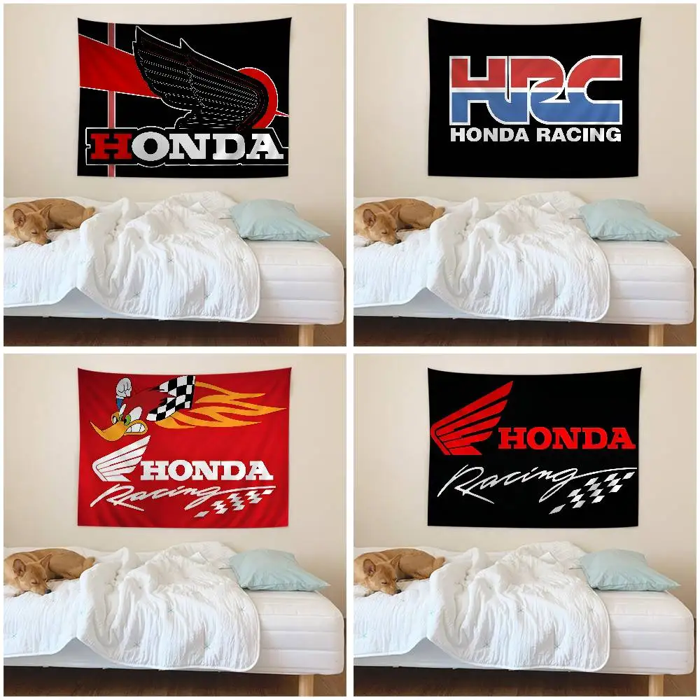 H-HRC H-HONDA Motorcycle Logo Printed Large Wall Tapestry Cheap Hippie Wall Hanging Bohemian Wall Tapestries Mandala Home Decor