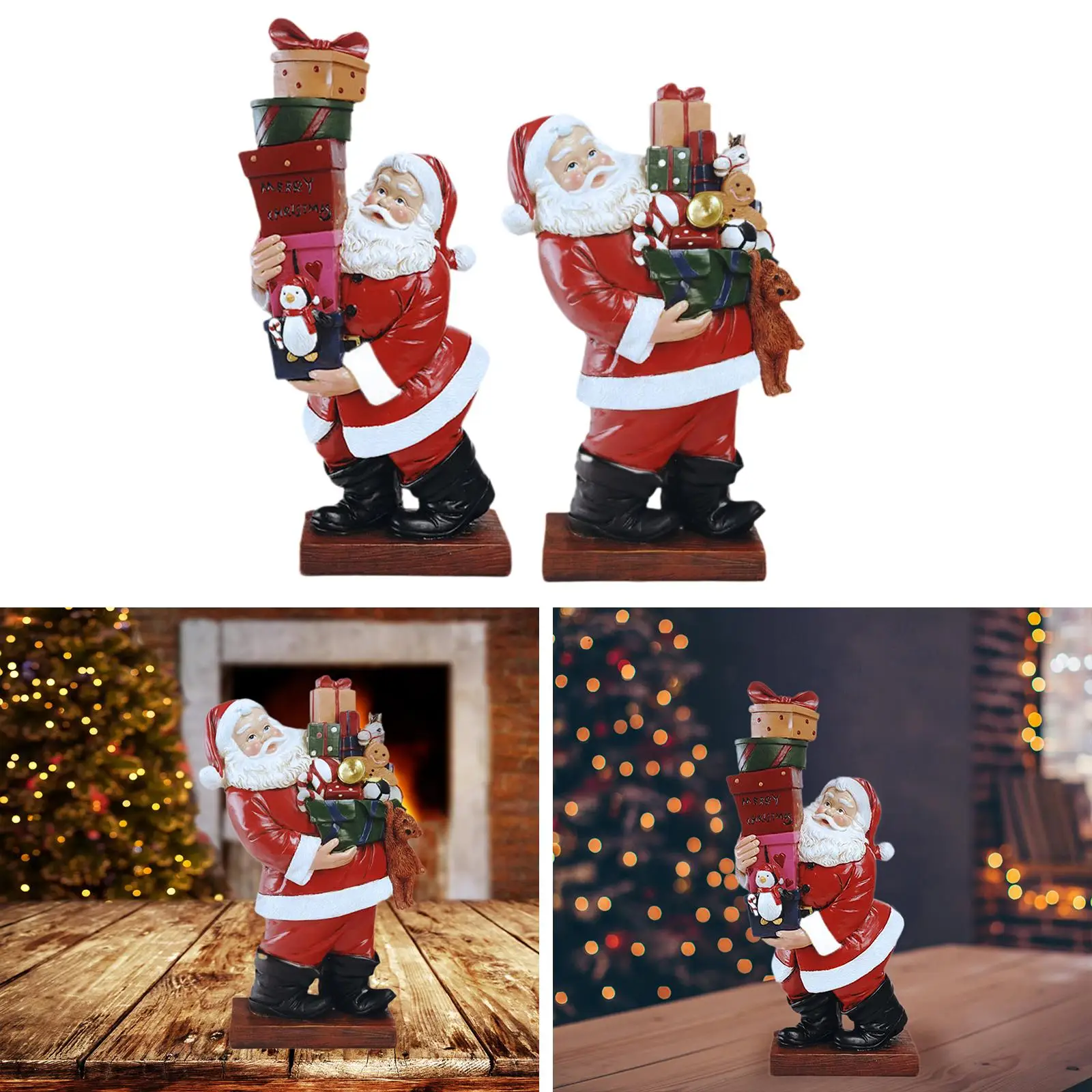 Santa Claus Statue Ideal Gift Santa Figurine for Fireplace Balcony Bookshelf