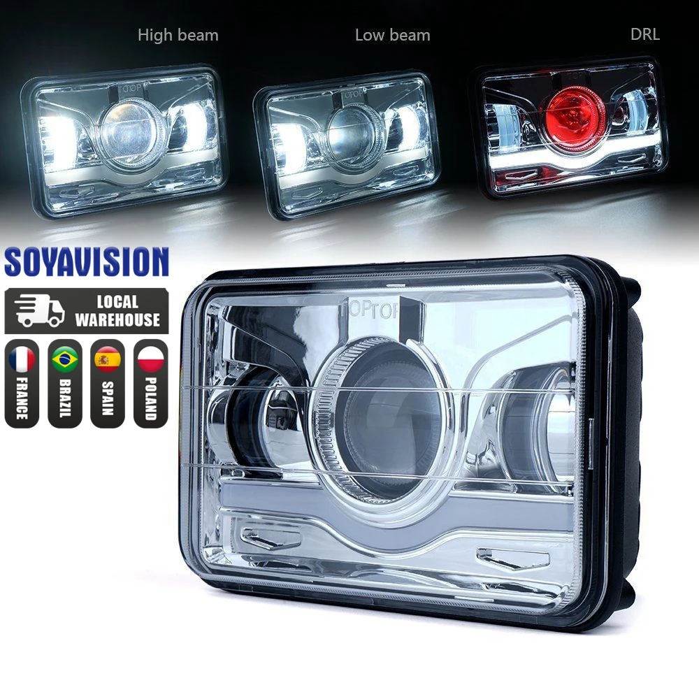 12V 24V 4x6 Inch LED H4 Headlight Led Work Light With DRL H4651 H4652 H4656 For Car Jeep Motorcycle Hond Truck Kenworth Headlamp