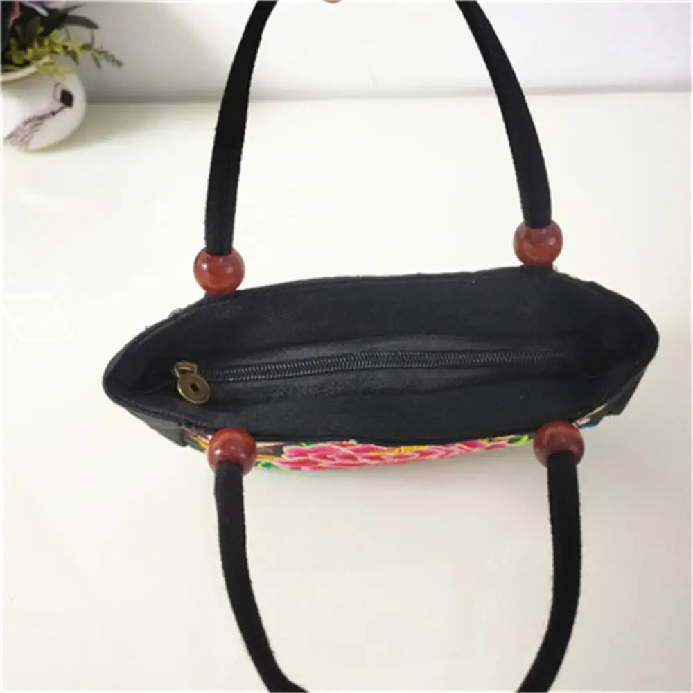 Bird Embroidery Flower Handbag Underarm Bag Canvas Ethnic Style Tote Bag Mommy Bag Shopping Bag Rose Flower Shoulder Bag