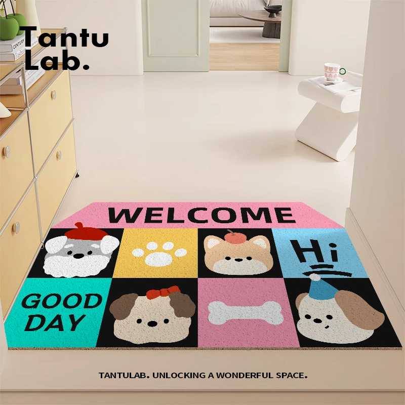 

Indoor Door Mat Dog eeting Rug Entrance lway Anti-Slip Carpet Cuttable Doorway Pads PVC Material Simple Sle Digital Pr...