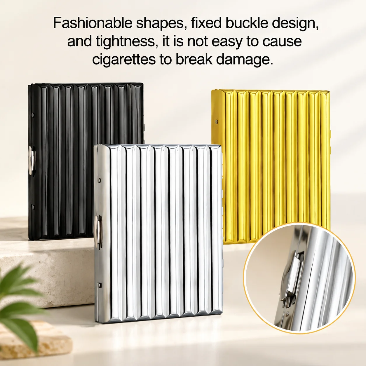 Men's and Women's Metal Cigarette Case DoubleSided Spring Clip Open Cigarette Case Pocket Clip Card Holder Protect Secure Wallet