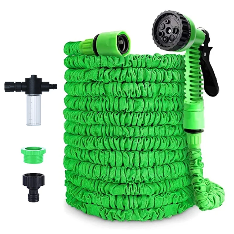 

25FT-200FT Garden Hose Car Wash Foam Pot Home Garden Daily Watering Hose 7 Spray Modes Garden Water Gun Gardening Supplies