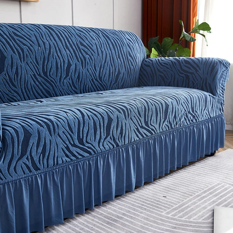 Stretch Skirt Sofa Cover Cationic Sofa Slipcover Sea Wave Non-Slip All-inclusive All Seasons Universal Furniture Protector