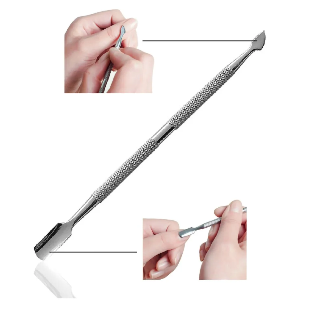 4pcs Stainless Steel Cuticle Pusher Textured Appearance Small Compact Nail Cleaner Durable Dual Ended Dead Skin Remover