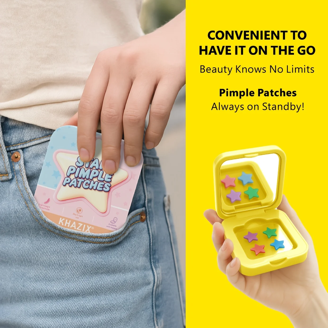 60 قطعة من رقع حب الشباب الصغيرة المحمولة على شكل نجمة مرآة، بتصميم عصري. مثالية لأجهزة اللمس في أي وقت #3