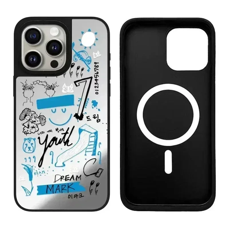 

Kpop Dream Graffiti iPhone 11 12 13 14 15 Pro Max Mirror Surface MagSafe Case Cover Shell