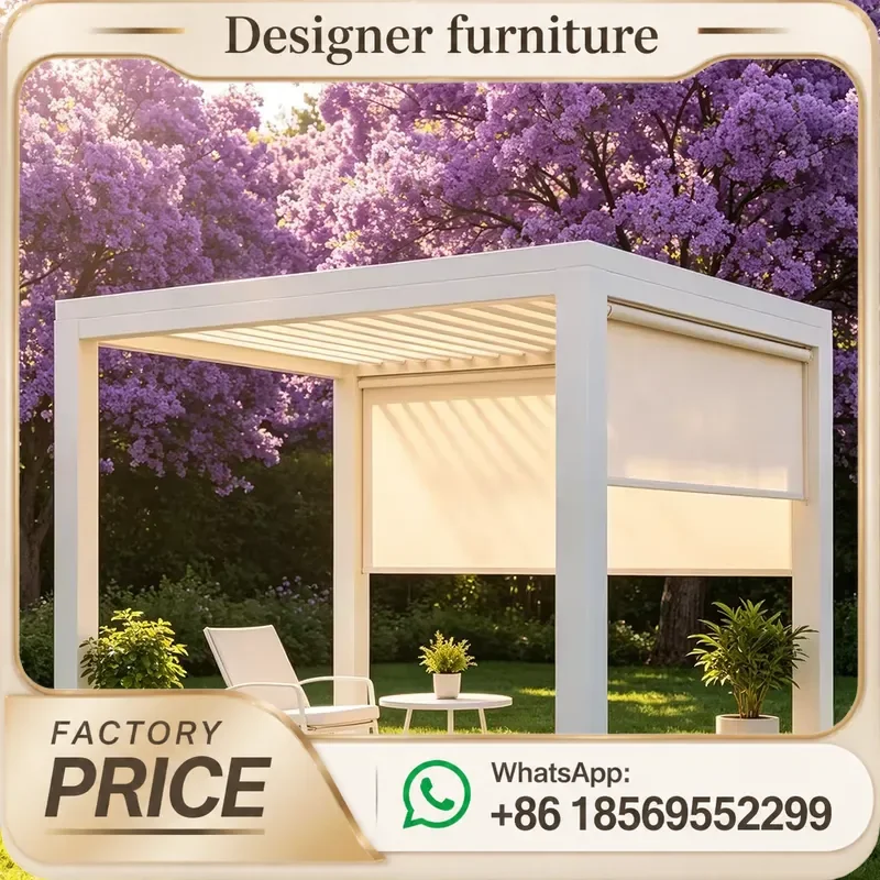 Residential Motorized Adjustable Louvered Pergola Gazebo Sunroom Pavilion Anti-UV Outdoor Shade For Home Backyard Garden