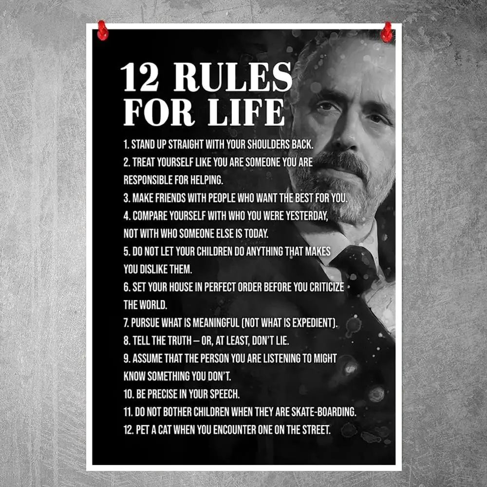Lienzo inspirador de Jordan Petersons Rules for Life, arte de pared, póster motivacional para el hogar, oficina, gimnasio, decoración del aula, sin marco