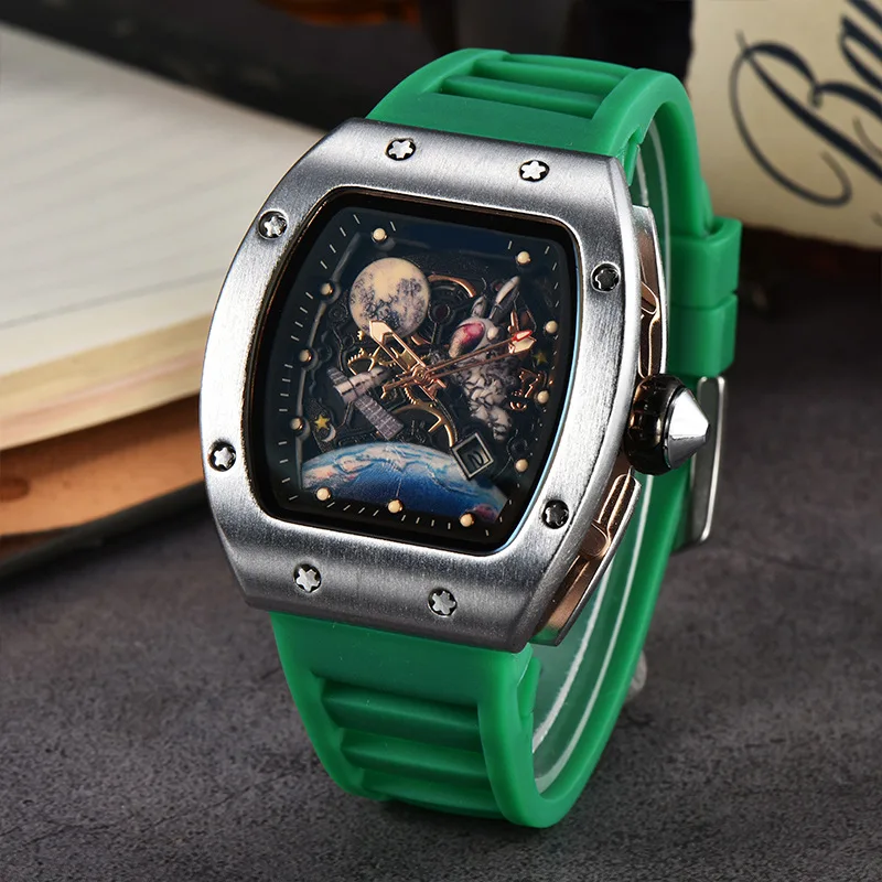 Manufacturer wholesales new wine barrel shaped space astronaut luminous hollow tourbillon fashionable men\'s wrist watch