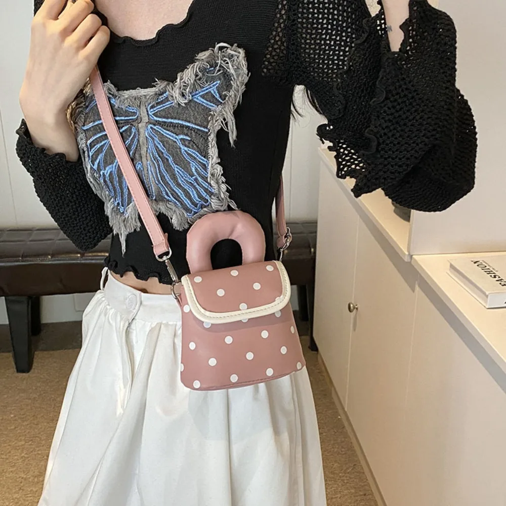 Retro Cute Mini Crossbody Bag Elegant Sweet Wave Point Shoulder Bag French Style Small Bag Mini Lipstick Bag Outdoor