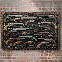 GunVintageCo Vintage Military Aluminum Wall Sign - Guns - Themed Decor - Ideal for Living Room, Door & Scene Styling