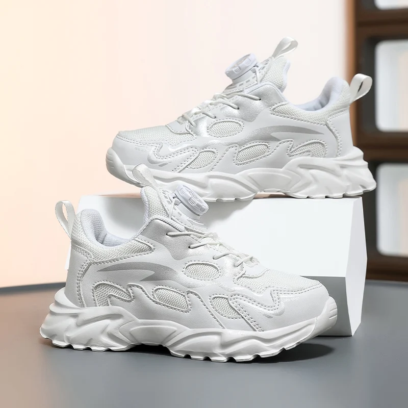

2026 Spring Mesh Kids Sports Shoes Breathable Student School White Walking Shoes Fashion Boys Girls Outdoor Running Sneakers