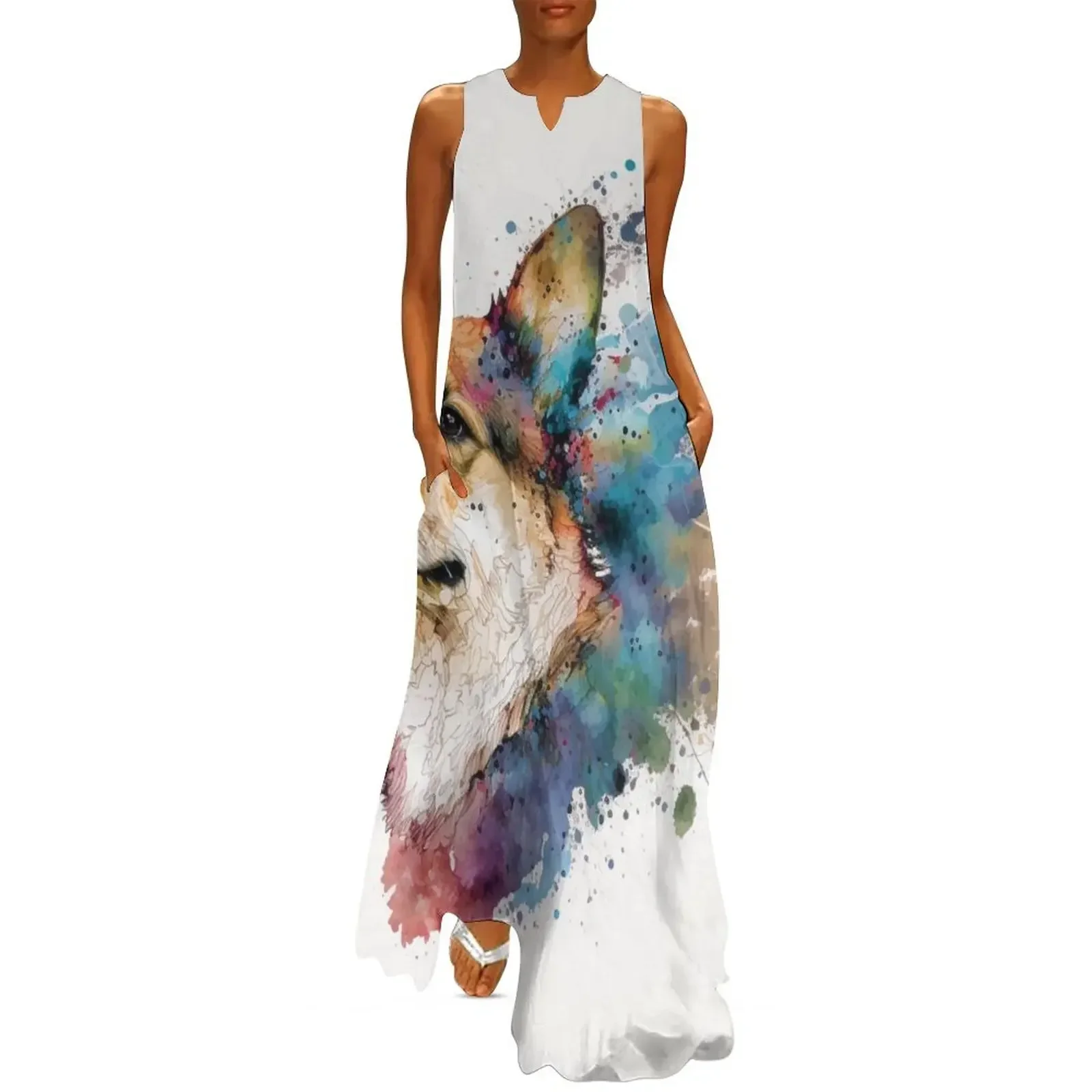 

Welsh Corgi Watercolour Long Dress long sleeve dress womans clothing ladies dresses for special occasion Dress