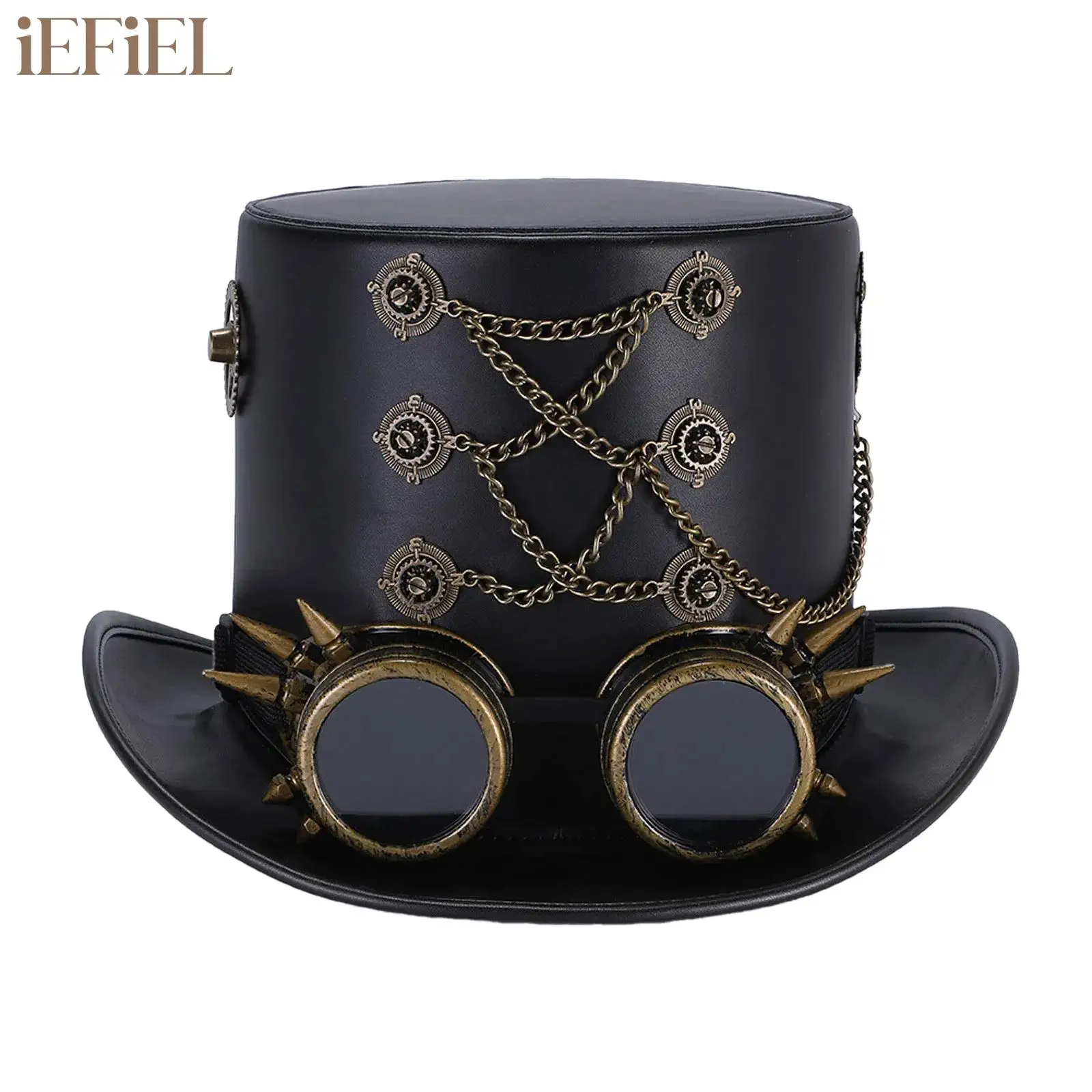 

Steampunk Top Hats For Men Women with Goggles Headwear Halloween Cosplay Steampunk Time Traveler Hat Carnival Fancy Dress Up