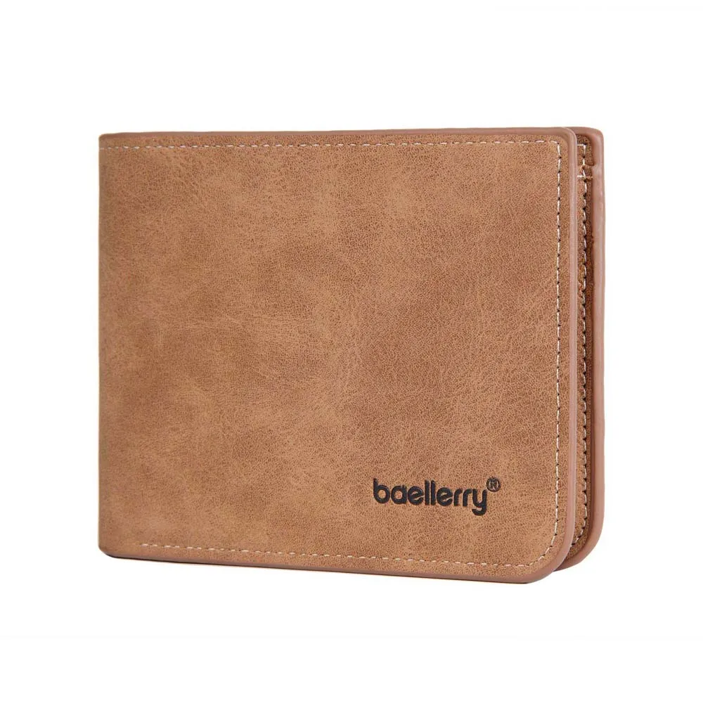 Kurze Geldbörse aus PU-Leder für Herren, multifunktional, Ausweishalter, 2-fache Geldbörsen, Kreditkartenetui, einfarbig, kleine Taschengeldbörse