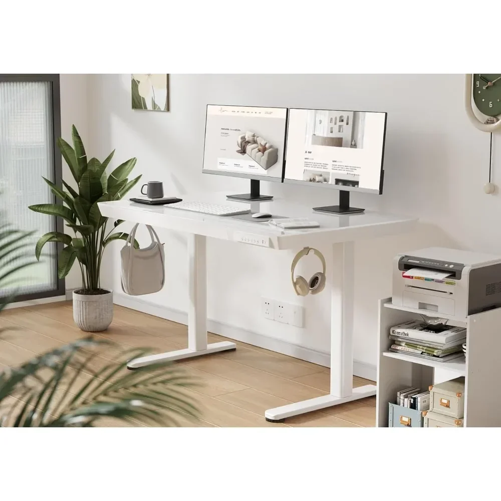 Glass Standing Desk with Drawers, Inch Adjustable Stand Up Desk, Quick Install Home Office Computer Desk