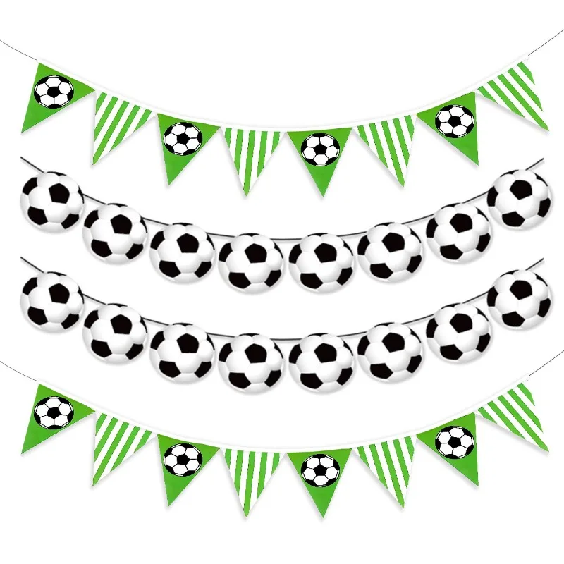 Football decorative banner, football rope flag, striped triangle banner, scene decoration, sports meeting, sports theme
