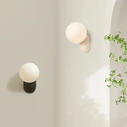 Pequeno creme minimalista quarto abajur de parede, moderno simples sala de estar, preto e branco luzes LED, arandelas decorativas parede corredor