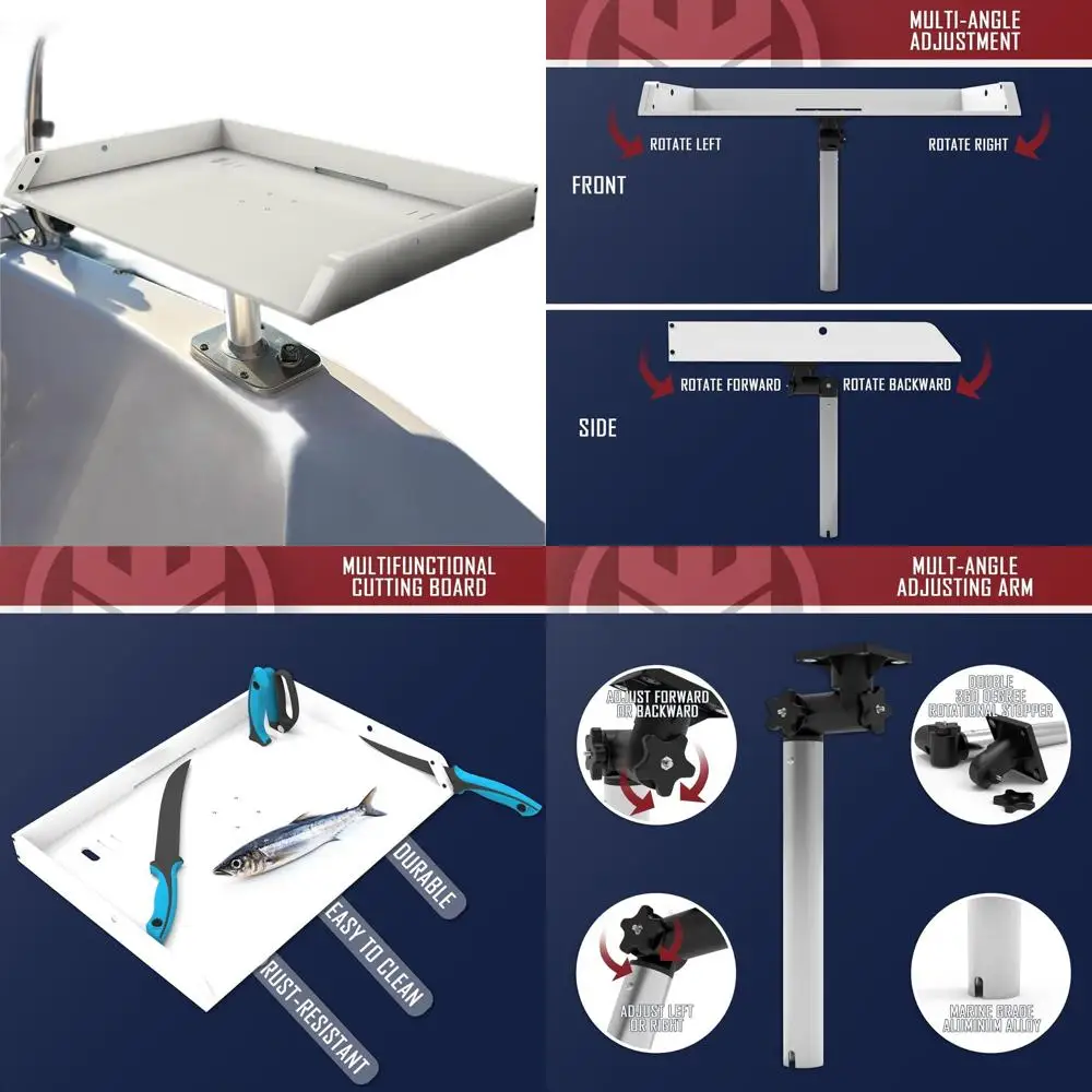 

Boat-Mounted Fish Cleaning Station with Rod Holder, Plier Storage, and Knife Slot for Marine Fishing Accessories