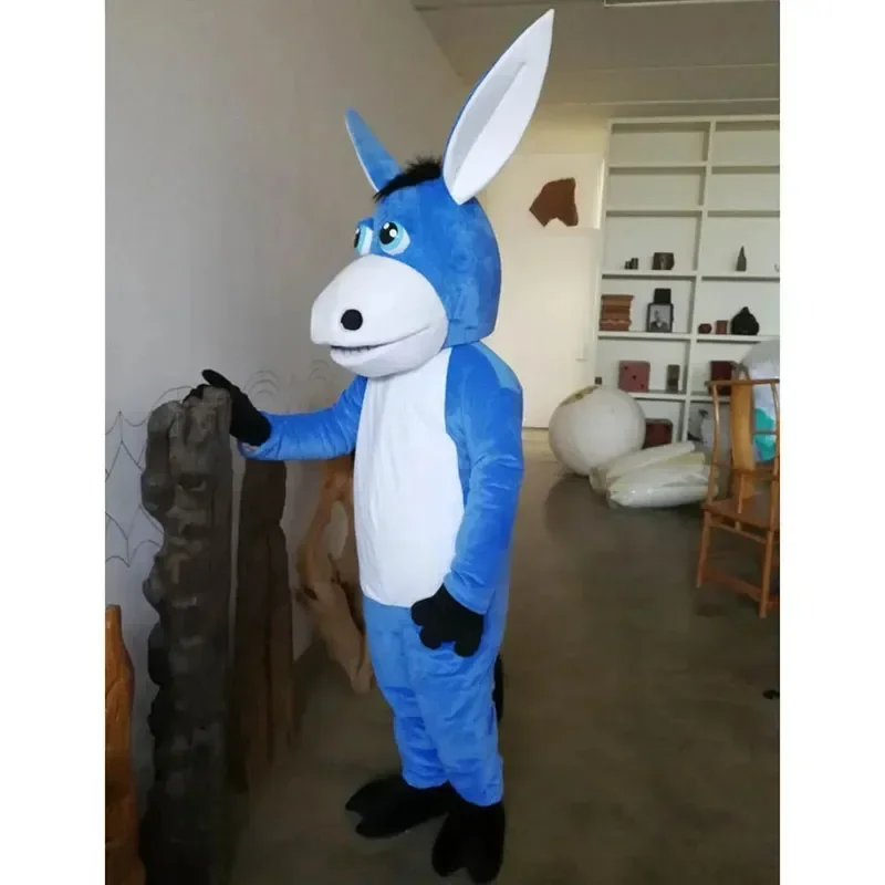 Blaues Esel-Maskottchen-Kostüm Spaßiges Outfit Geburtstagsparty Halloween Outdoor-Kostüm Festival-Kleidung Erwachsenengröße