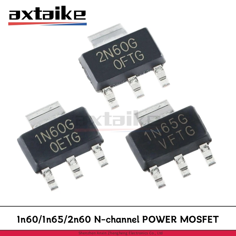 10PCS 1N60G 2N60G 1N65G SOT-223 1A 2A 600V 650V 1N60L-AA3-R 1N60 2N60 1N65 Transistor MOSFET de Potência N-channel SMD