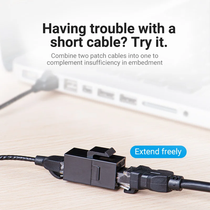Vention Cat5E Connector RJ45 Coupler Ethernet Cable Cat 5E  Cat 6 Female to Female Extender Extension Adapter for Ethernet Cable