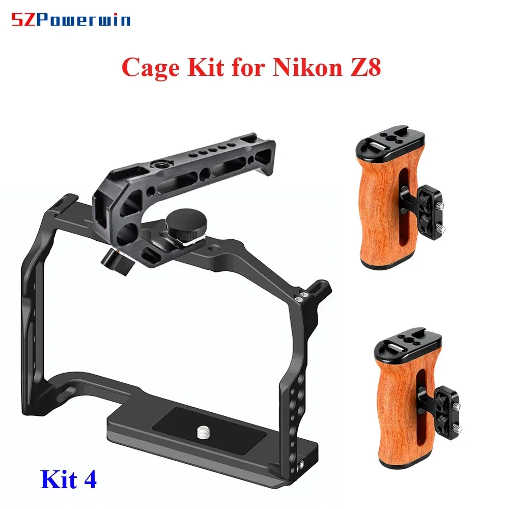 Powerwin for Nikon Z8 Camera Cage Kit Stabilizer Rig Protective Extension Frame Gimbal Arri Locating Screw Wooden Handle