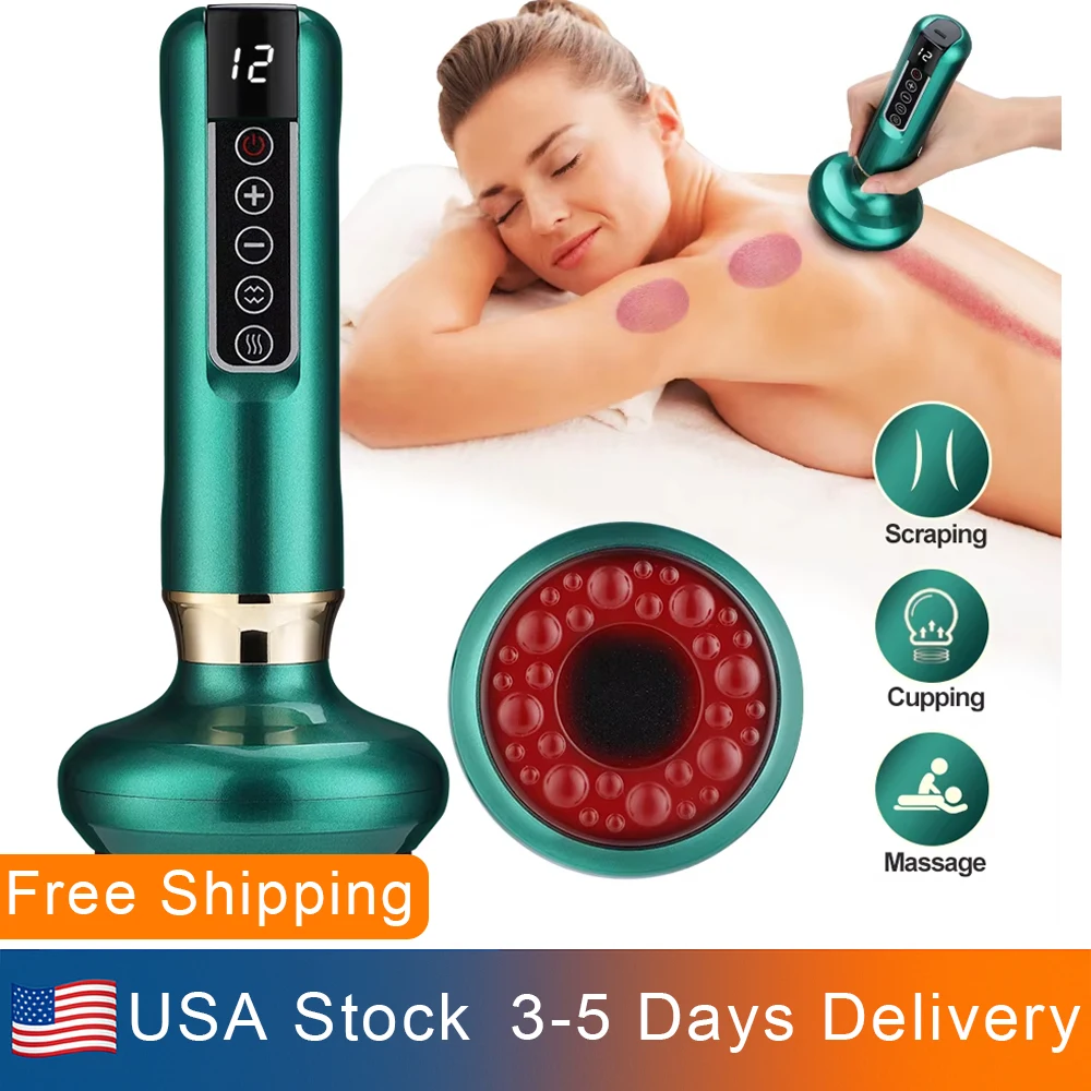 

USB Smart Electric Vacuum Cupping Device Body Scraping Massager Heating Suction Cup Device Physical Fatigue Relief Beauty Health