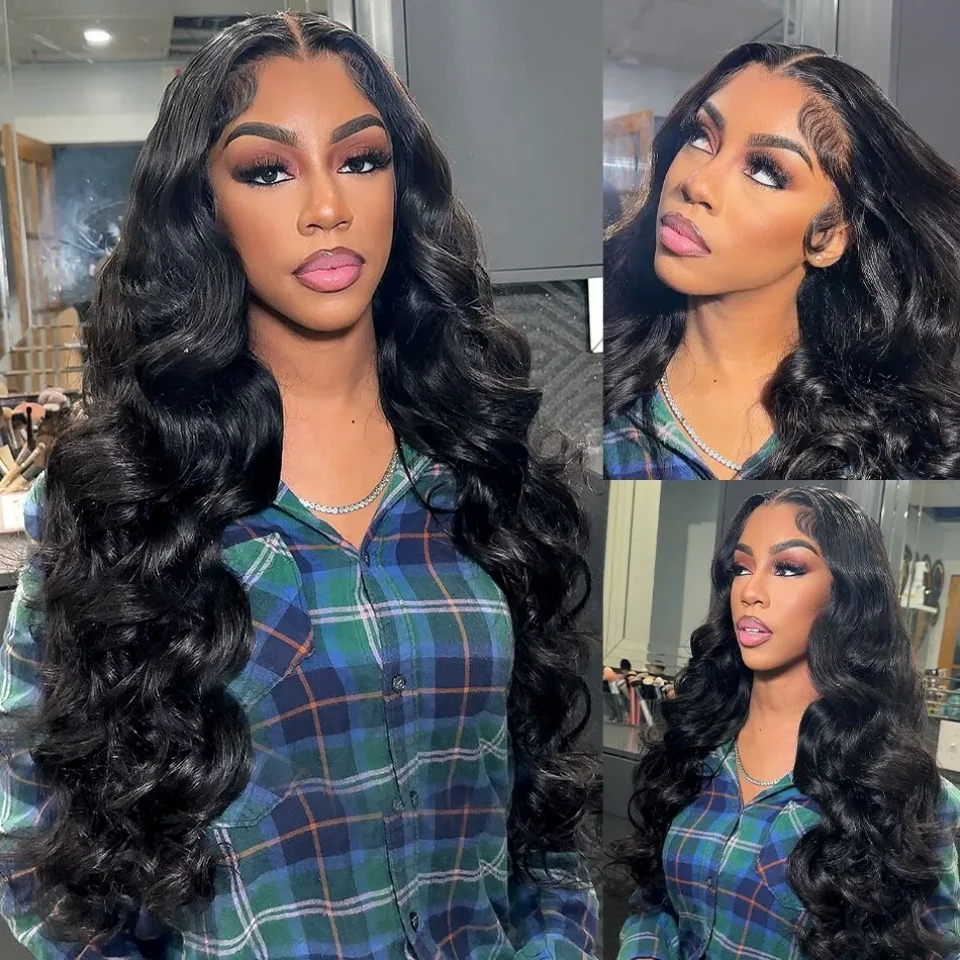 28 Inch 13x6 Body Wave Lace Front Wigs Human Hair Pre Plucked Glueless Wigs Human Hair 180% Density 13x6 HD Transparent lace Wig