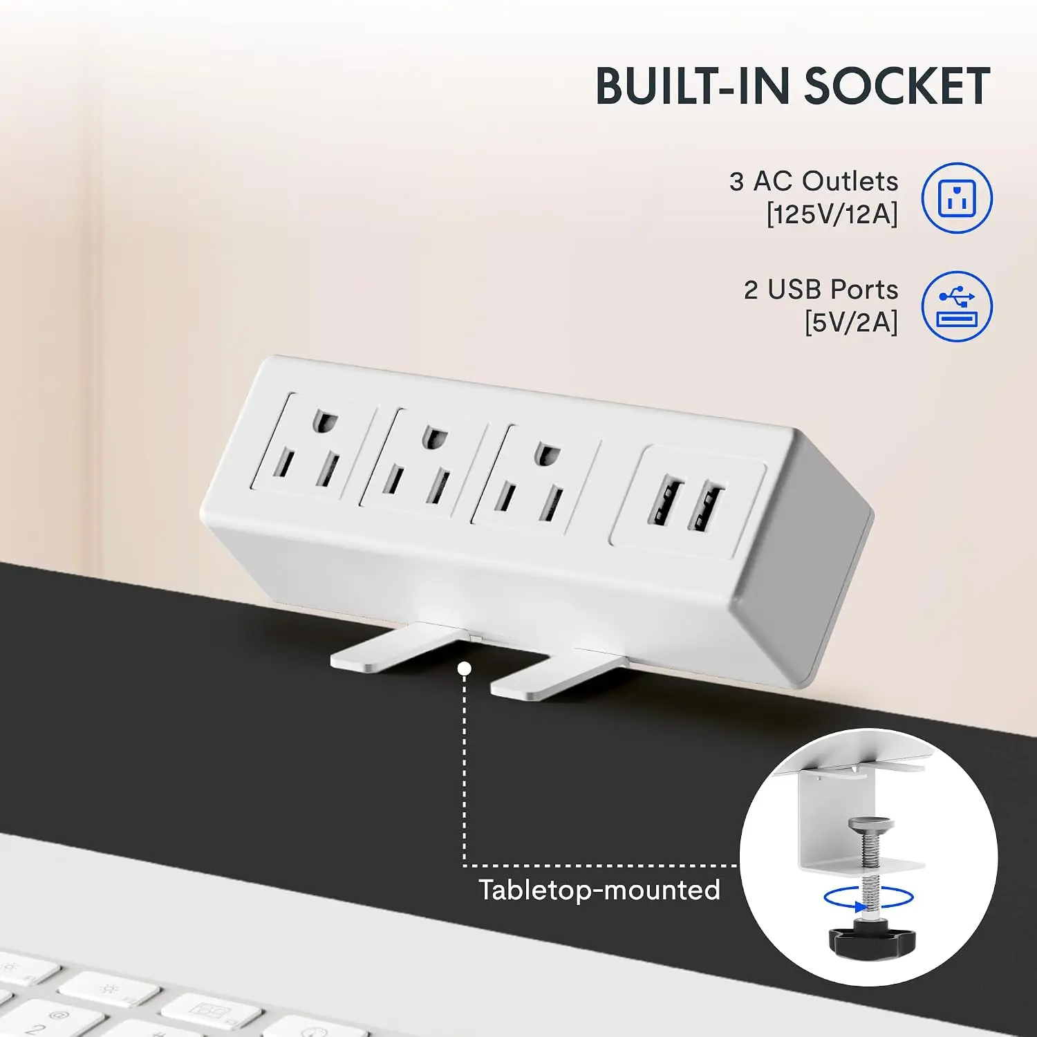 55x28 Inch Whole-Piece Standing Desk with Power Strip, Maple, Customized