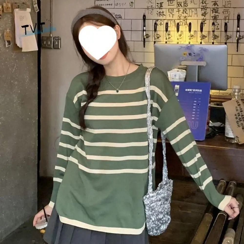 

Повседневный топ с v-образным вырезом в полоску и длинными рукавами, тонкий лацкан Y2k, лоскутный трикотаж, облегающий пуловер, футболка в полоску, офисная футболка